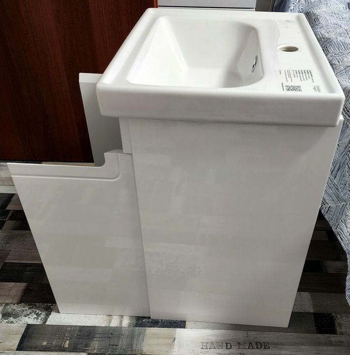 Тумба підвісна Aqua Rodos Омега з умивальником Frame 50 см біла