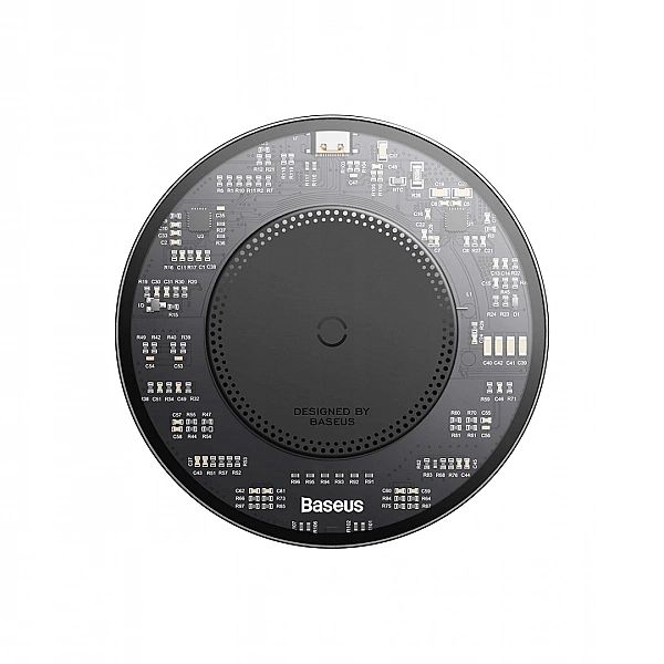 Ładowarka indukcyjna Baseus Simple 2/15W + kabel USB-C - czarna