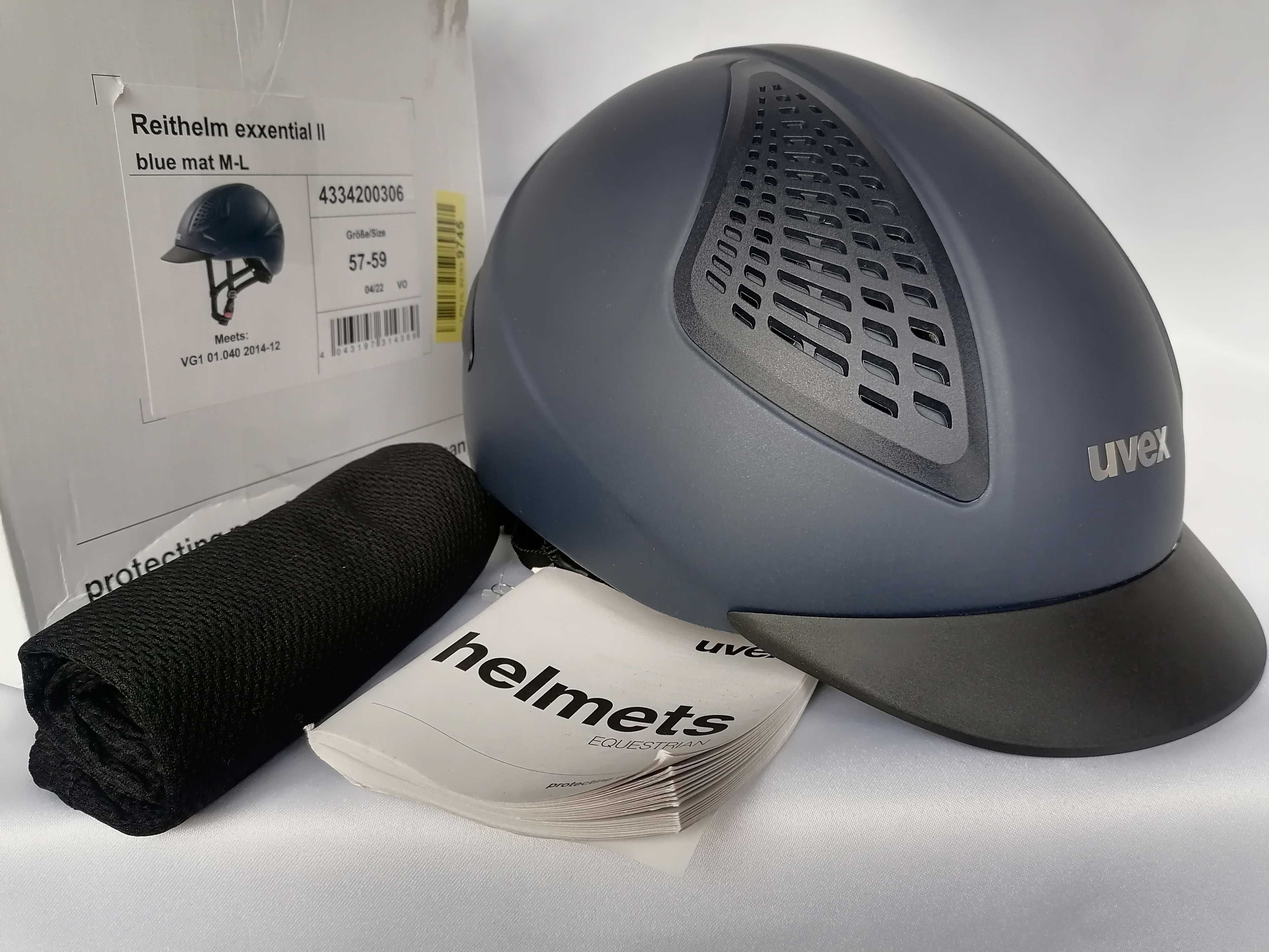 Kask jeździecki toczek Uvex Reithelm Exxential II Blue Mat M/L 57-59cm