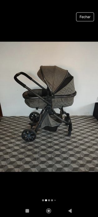 Carro de bebe com ovo e acessórios