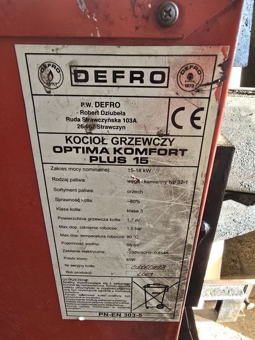 Części do pieca DEFRO 15-18 KW