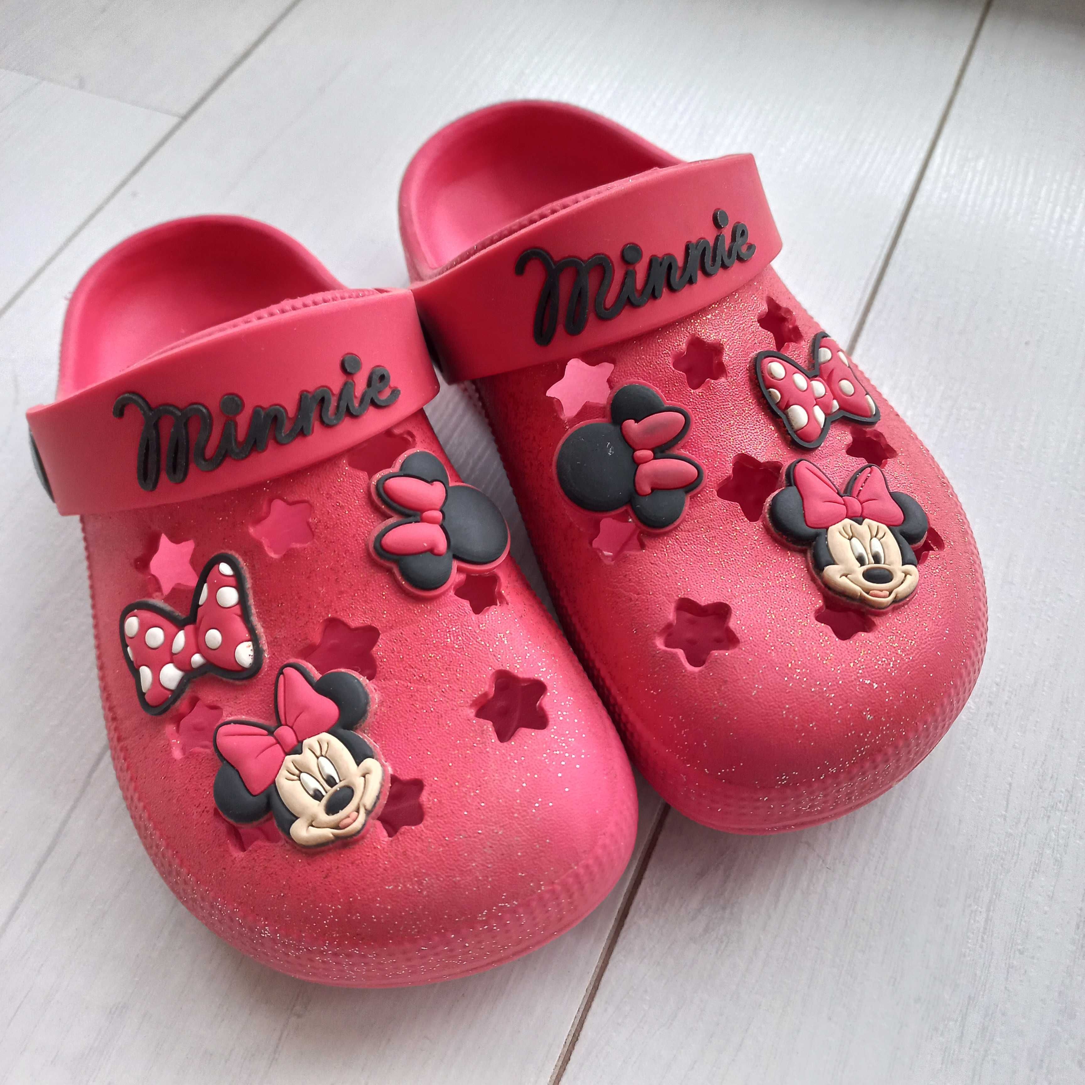 Klapki jak Crocs r. 25 / 26 , stan bdb , Minnie Mouse dla dziewczynki