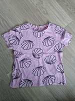 H&M T-shirt 122/128 różowy z muszelkami
