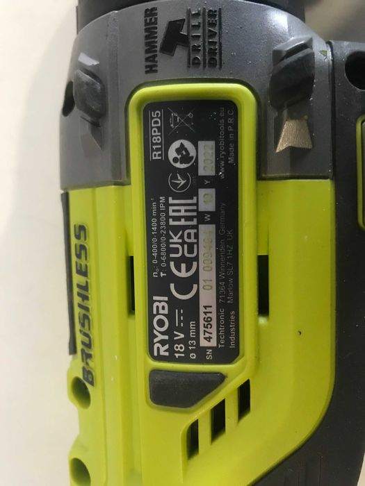 Акумуляторний шуруповерт безщітковий RYOBI R18PD5 ONE з Англії