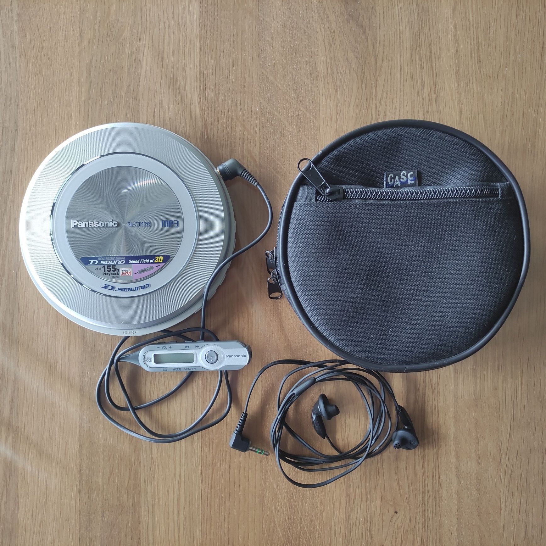 Discman Panasonic SL-CT520, pilot, pokrowiec + gratis słuchawki SONY.