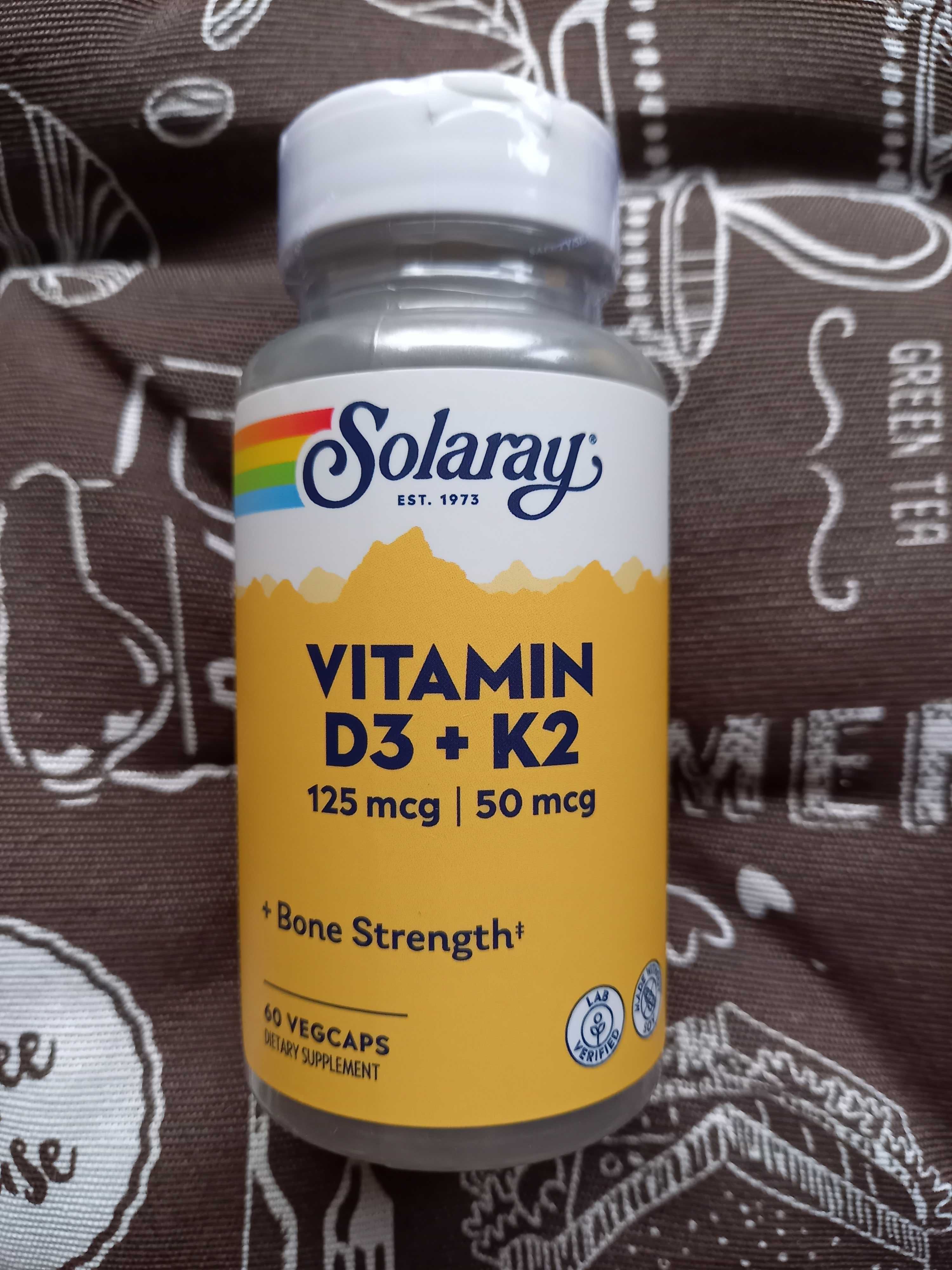 Витамин D3+K2 Д3 + К2 Solaray соларей США D-3 5000 K-2 50 Mkg 60 120