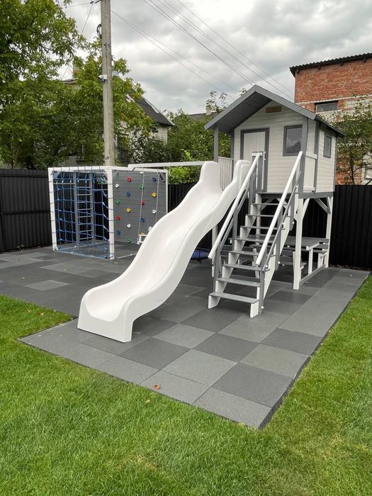 Дитячий майданчик будиночок куб гірка качелі скеледром пісочниця