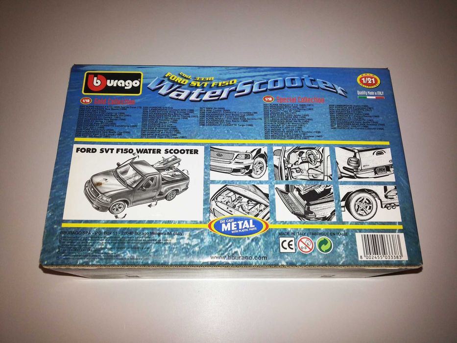 Carros de Coleção Burago - Ford F-150 WATER SCOOTER 1999 - Escala 1/21