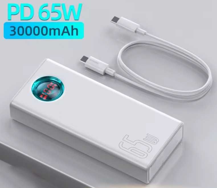 Павербанк Baseus 65W Power Bank 30000mAh PD Quick Charge White Білий