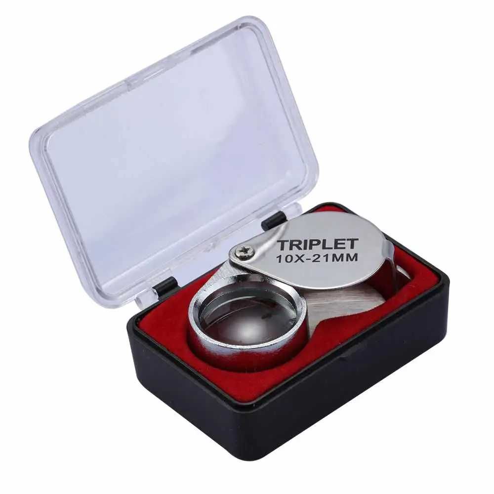 Lupa Triplet, 10-30X dobrável prata leitura Joalheiros