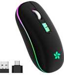 HOTLIFE Bezprzewodowa mysz z akumulatorem i mini odbiornikiem USB LED