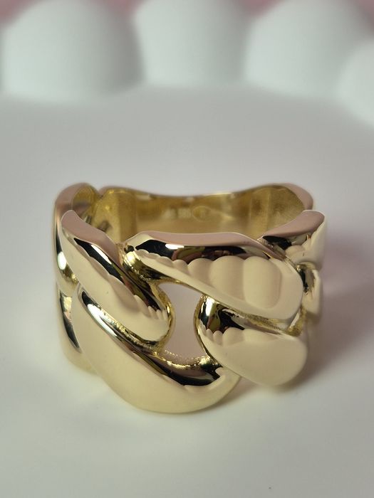 Złoty pierścionek gładki pancerka szeroki r. 15 p. 585