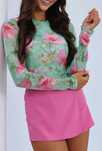 Bluzka tiulowa z siateczki La Balancia Blake green flowers L/XL