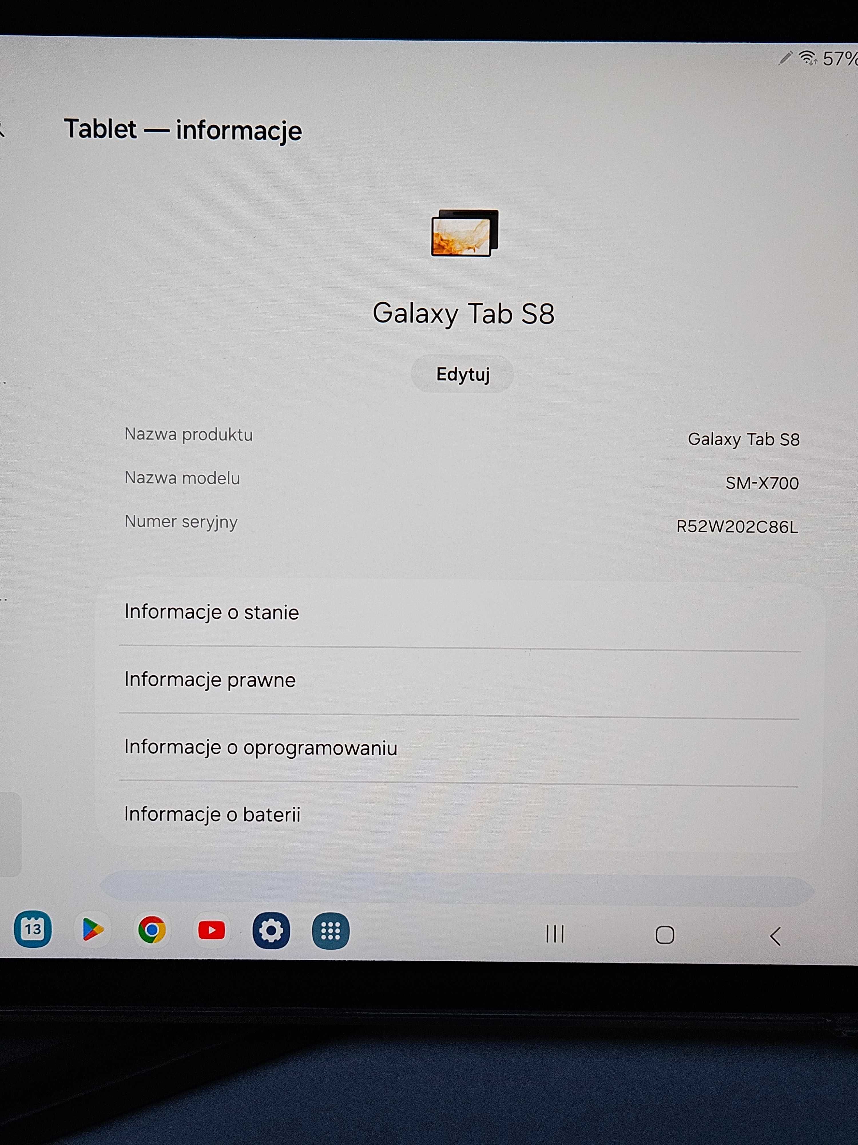 Tablet SAMSUNG Galaxy Tab S8 11" 8/128 GB Wi-Fi Grafitowy