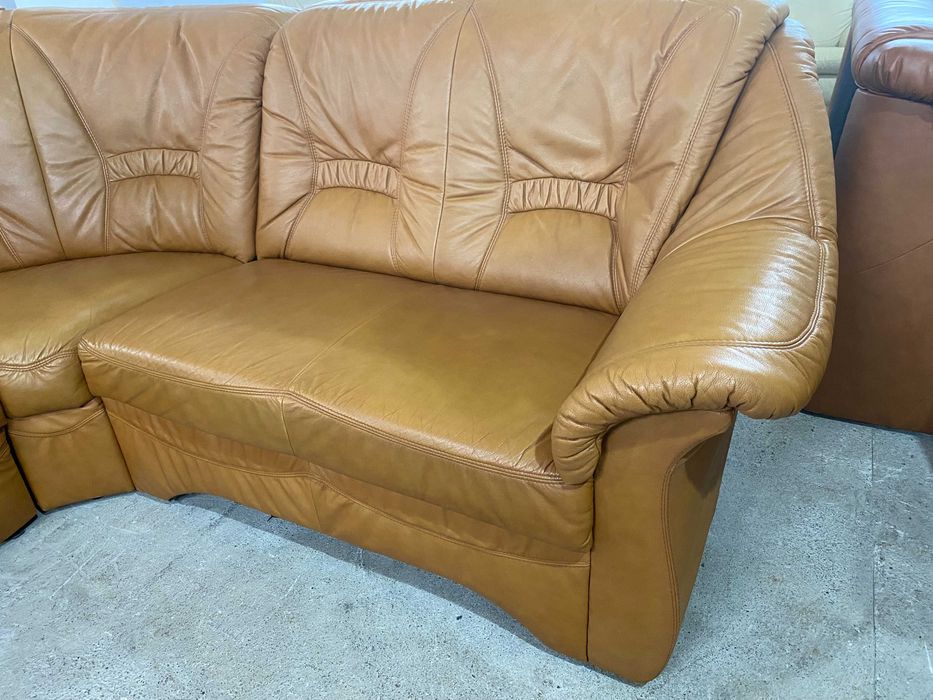 Шкіряний кутовий розкладний диван з натуральноі шкіри
