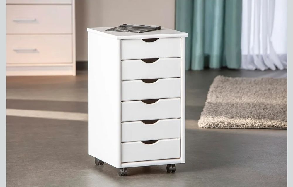 Inter Link Simon półka Komoda na Kółkach, Drewno, Biały