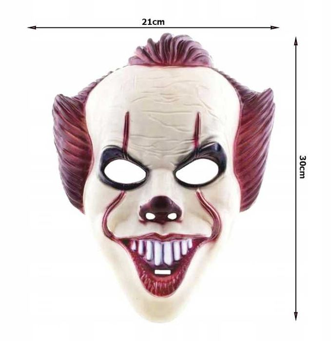 Maska na twarz klaun halloween plastik klaun biały