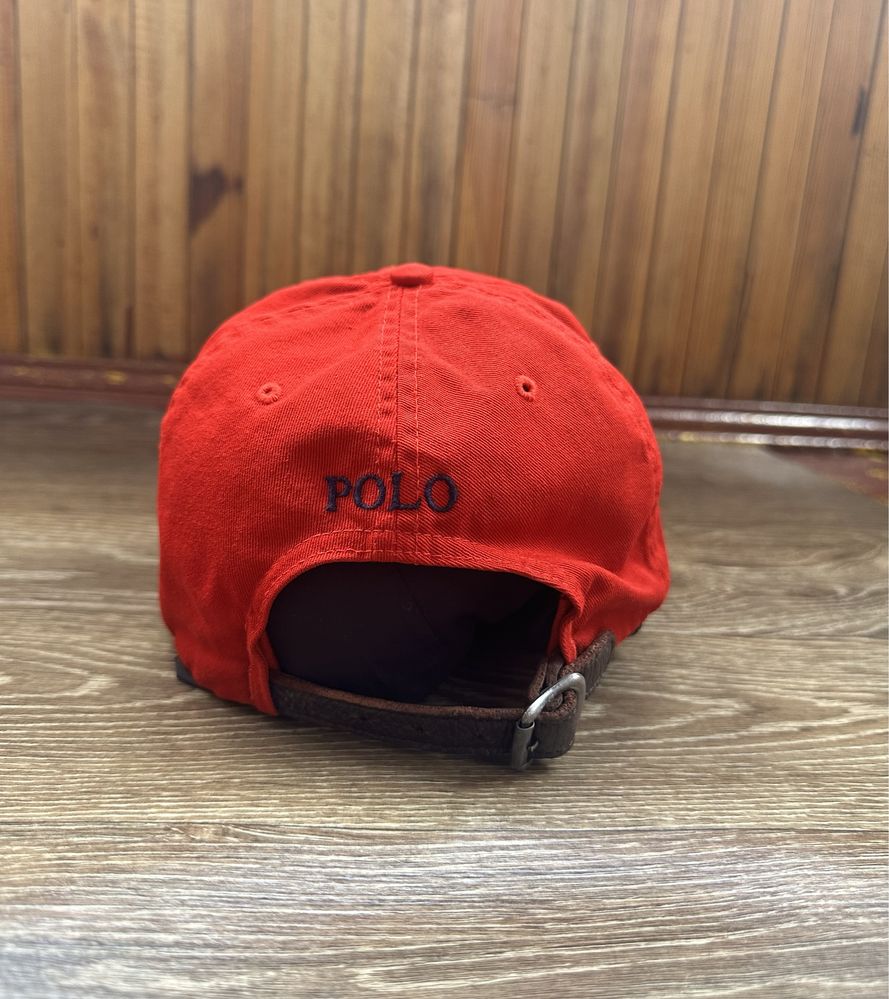 Кепка Polo Ralph Lauren красная с кожаным ремешком