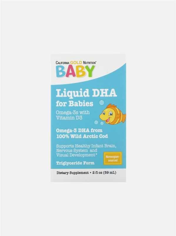 California Gold Nutrition ДГК для детей омега-3 с витамином D3.1050 мг