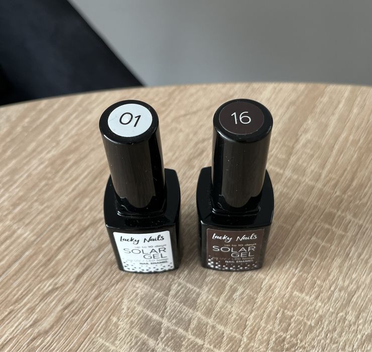2x lakier do paznokci solarny solar gel lacky nails biały 01 i 16 brąz