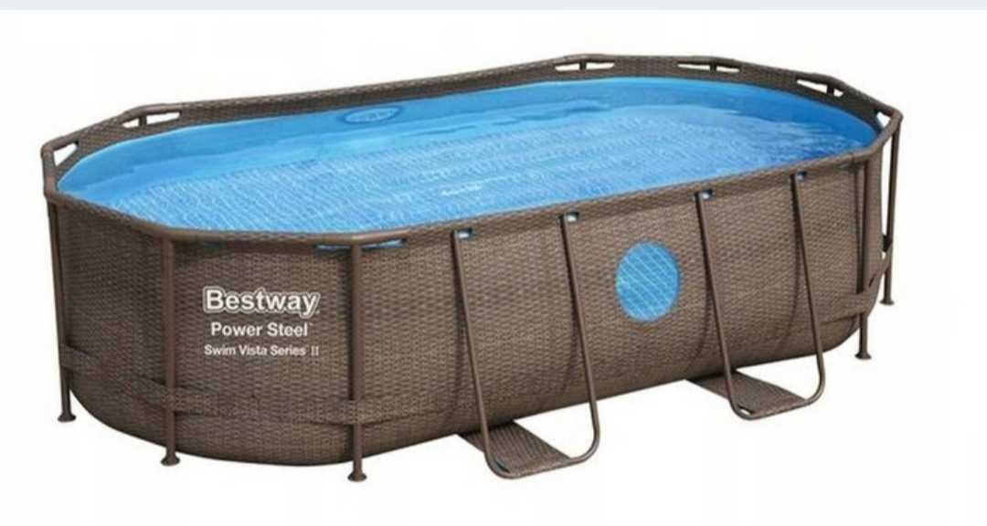 BASEN stelażowy 427X250X100 BESTWAY 56714 z pompą piaskową i pokrywą