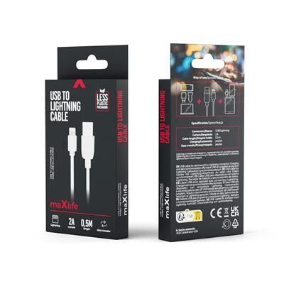 Kabel USB - Lightning 0,5 m 2A Maxlife biały