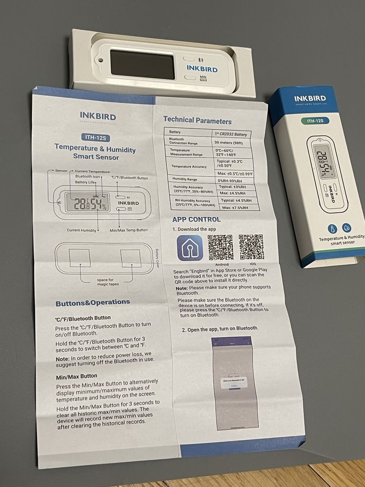 Czyjnik trmperatury i wilgotnosci BT smatr Inkbird ith-12s