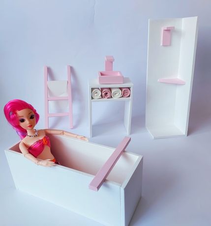 Łazienka dla lalki Barbie lalka domek mebelki wanna prysznic szafa