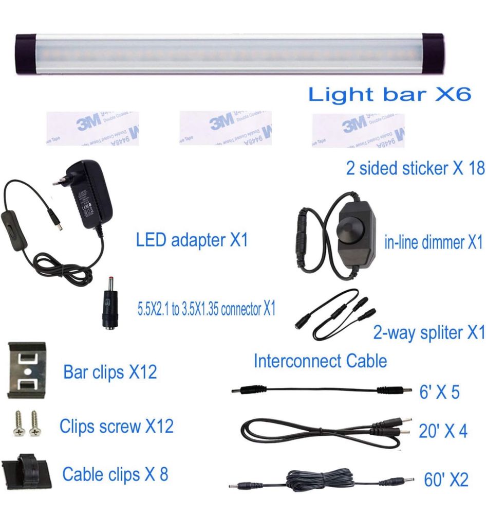 AIBOO Oświetlenie LED do szafy, zestaw 6 sztuk