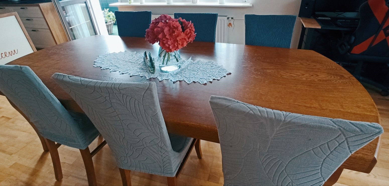 Solidny stół rozkładany 100x240/3m bdb stan 12 krzeseł