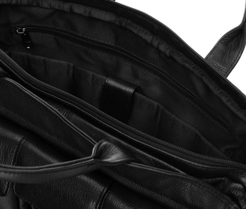 elegancka skórzana torba na laptopa ze schowkami