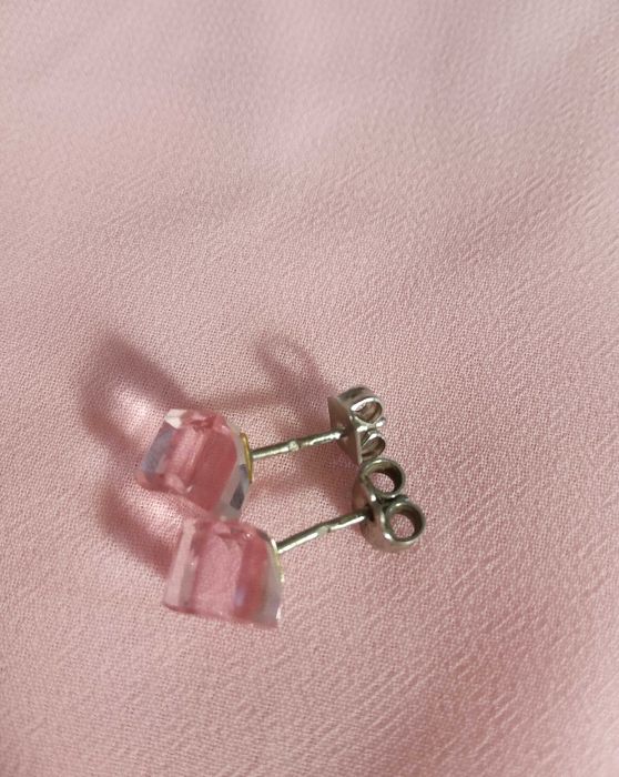 Brincos em Prata com Pedras Rosa