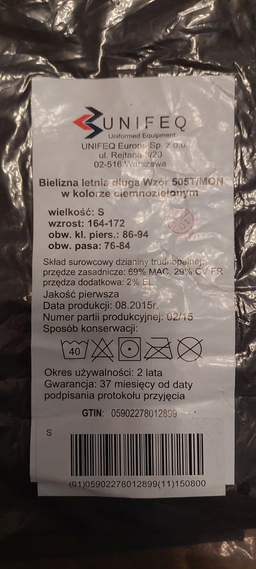 Bielizna wojskowa letnia długa  wzór 505T