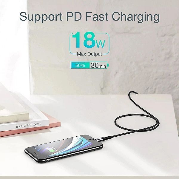Kabel Choetech Ip0042 Usb-c / Lightning MFi 480Mb/s 3a 3m - czarny