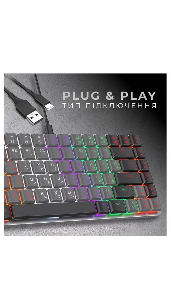 Клавіатура механічна дротова GamePro MK140R Red Swich 75% Dark Gray