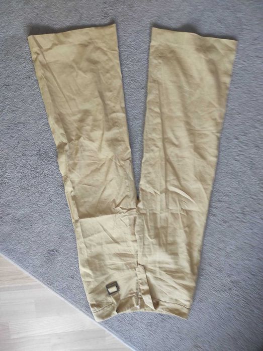 Spodnie letnie Tommy Hilfiger bawełna len, roz2, jasny beż, oryginalne