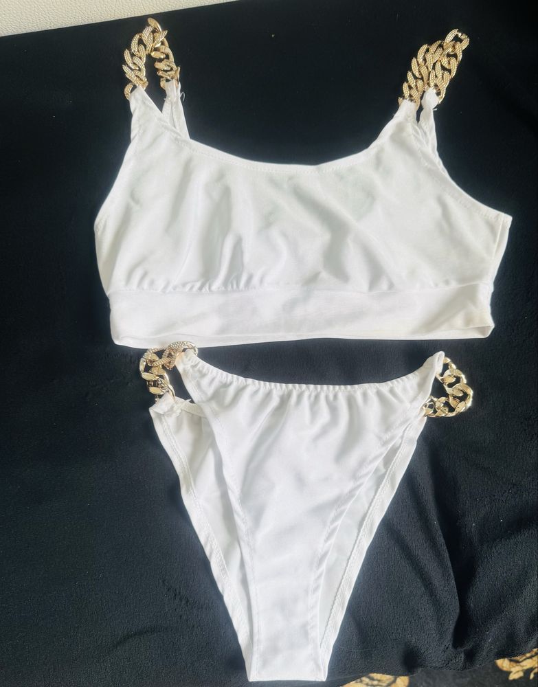 Komplet strój kąpielowy bikini białe S/M nowe