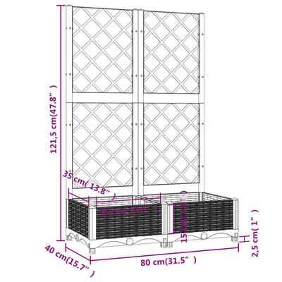 Donica ogrodowa z kratką czarna 80x40x121,5 cm technorattan pergola