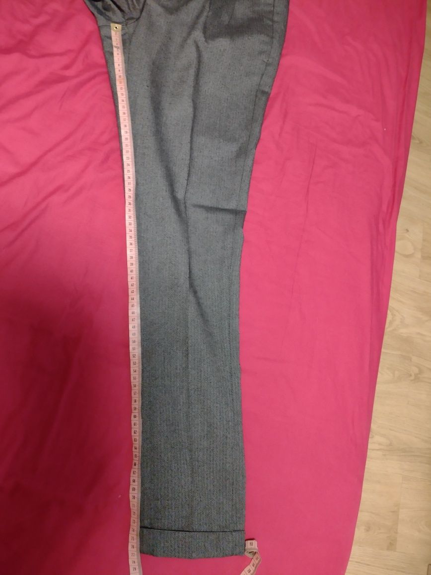 Włoskie męskie szare eleganckie spodnie M