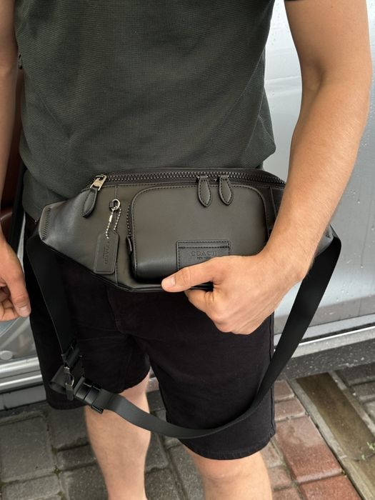 Сумка чоловіча на пояс Соach Track Belt Bag Smooth Skin Black