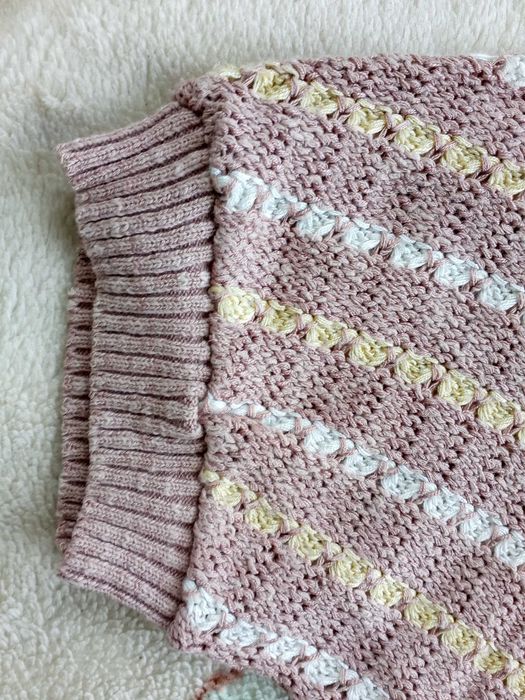 Brązowa kamizelka bluzka w paski ok. 36 - 38 - 40 oversize vintage