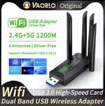 Адаптер USB Новий Wi-Fi 5 1200 мб/с 2.4GHz+5GHz 4 антени двухдіапазон!
