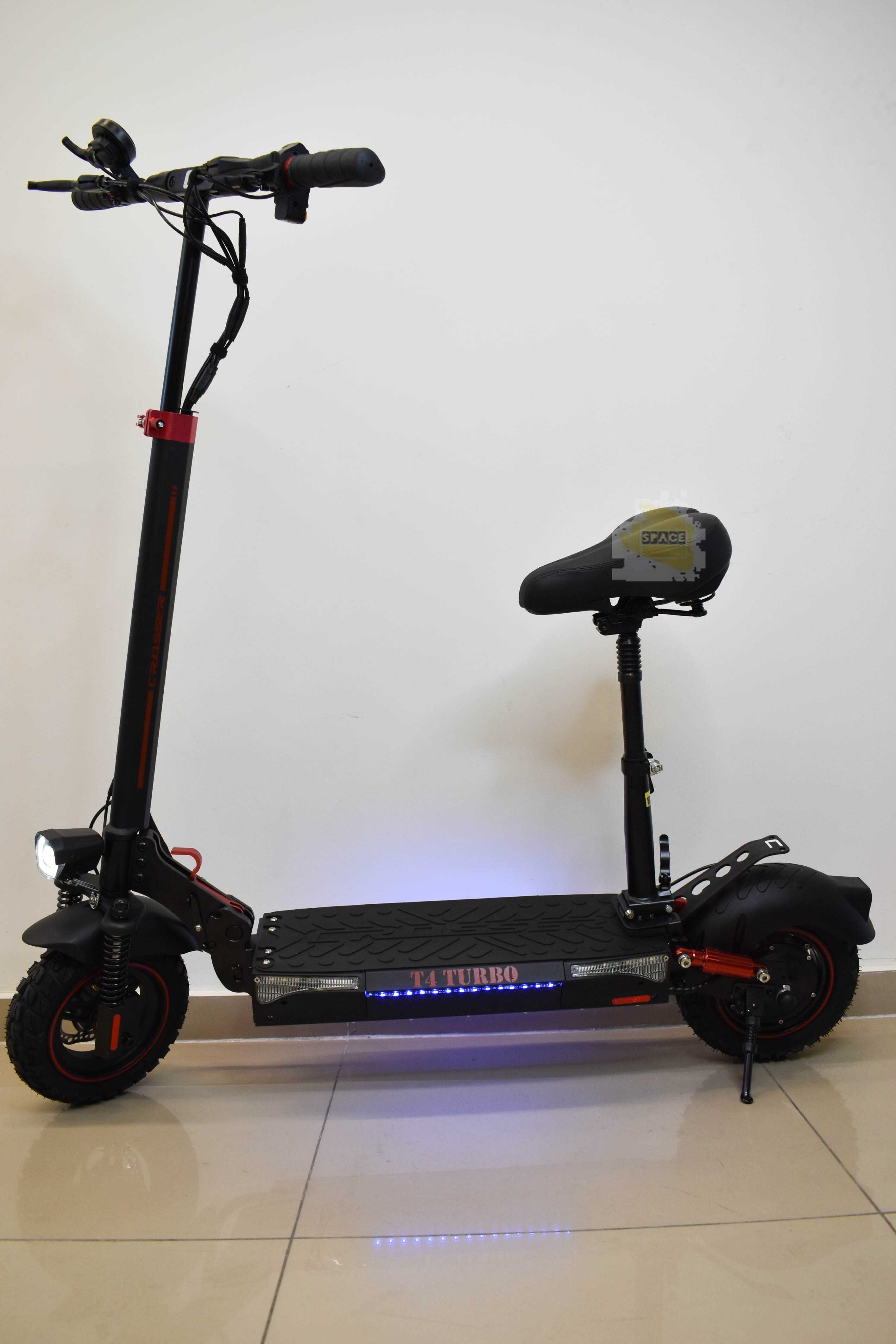 Электросамокат Crosser T4 TURBO Air 10" + сиденье (Black)