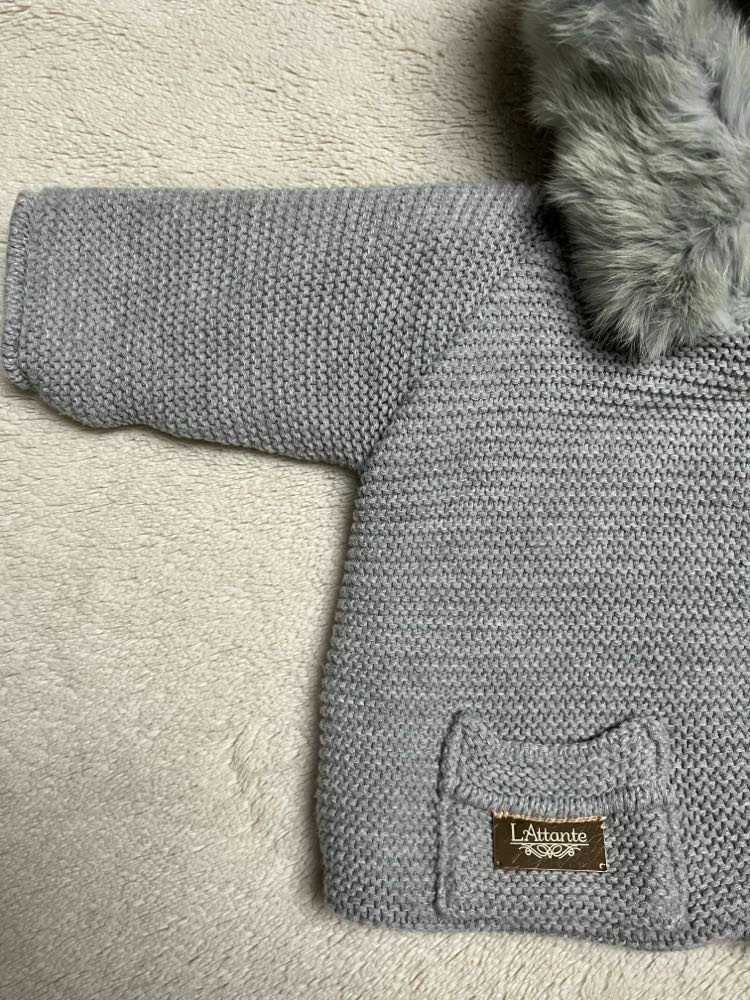 Sweter/kurtka z futerkiem królika, rozm. 74, LAttante