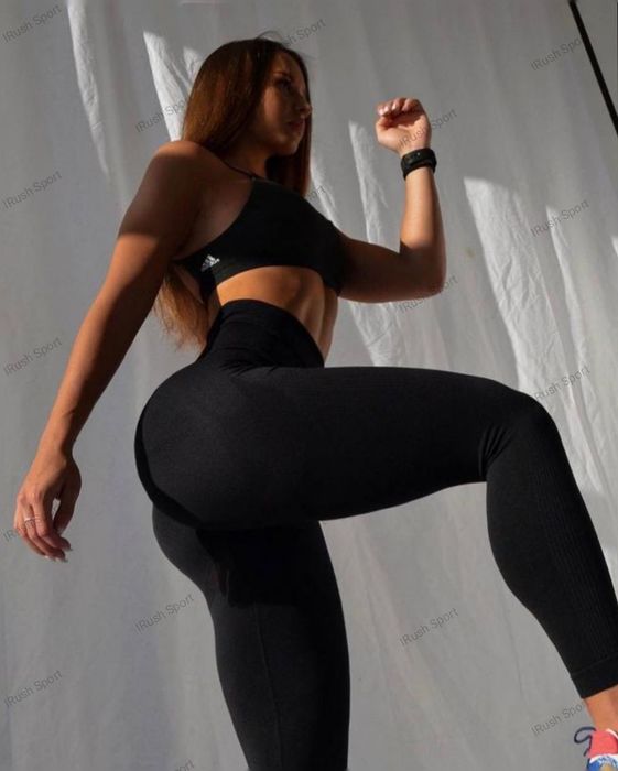 Спортивні чорні легінси лосіни пуш ап XS, S, M, L