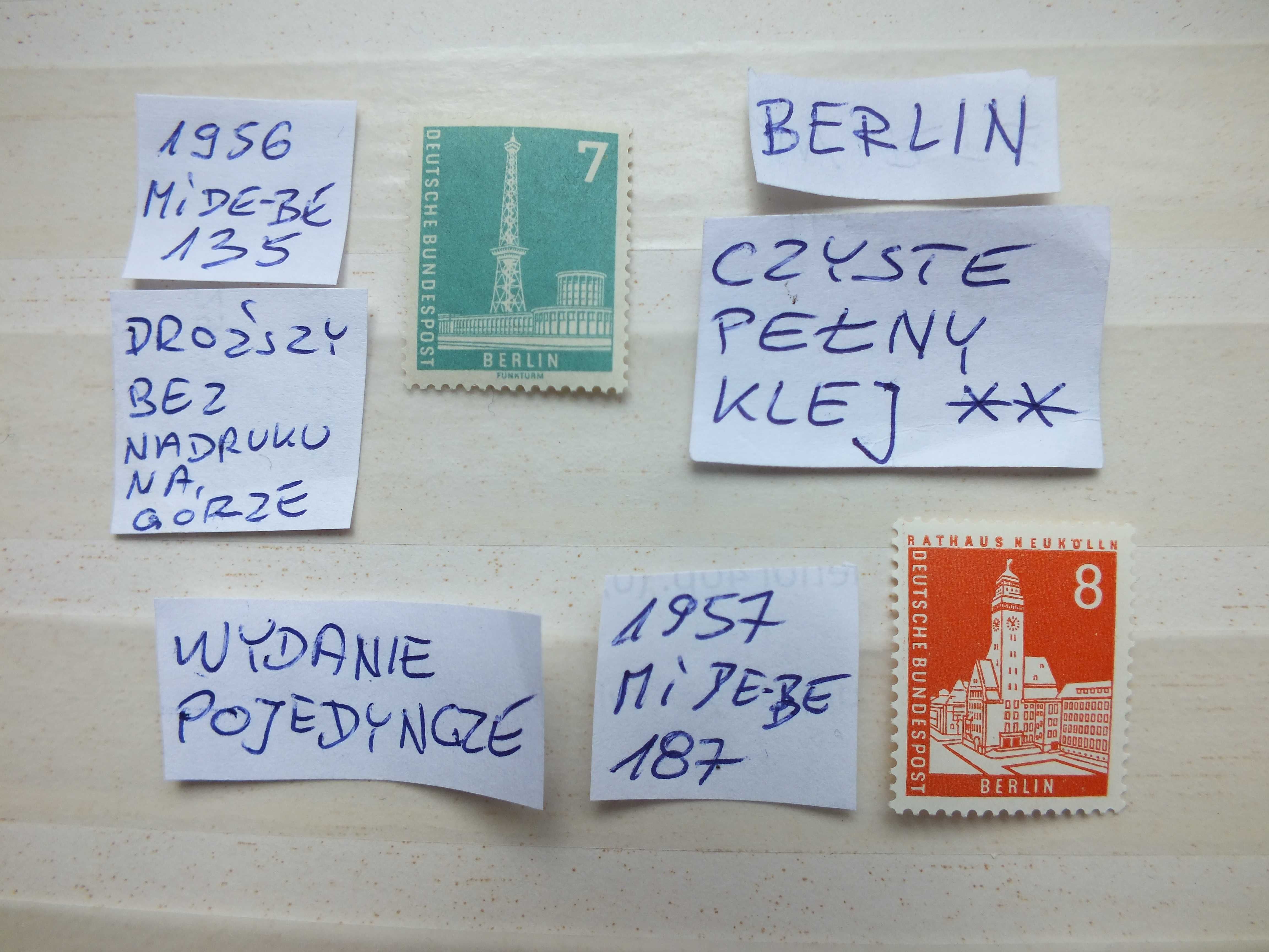 2szt. znaczki Mi135 BERLIN 1956r. Niemcy RFN BRD BUDOWLE czyste **