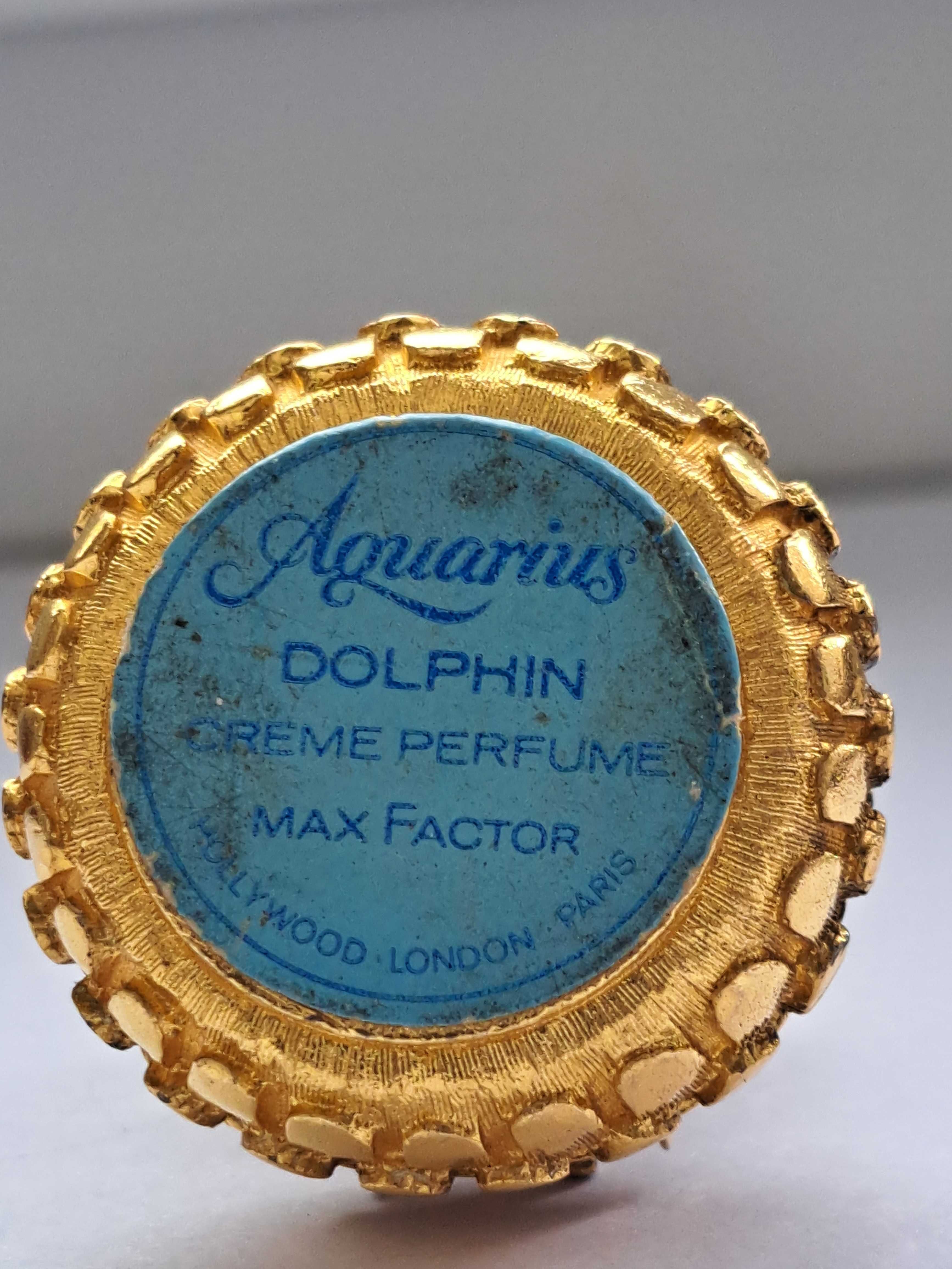 Vintage perfumy w kremie delfin mosiądz złocony  lata 60 Francja