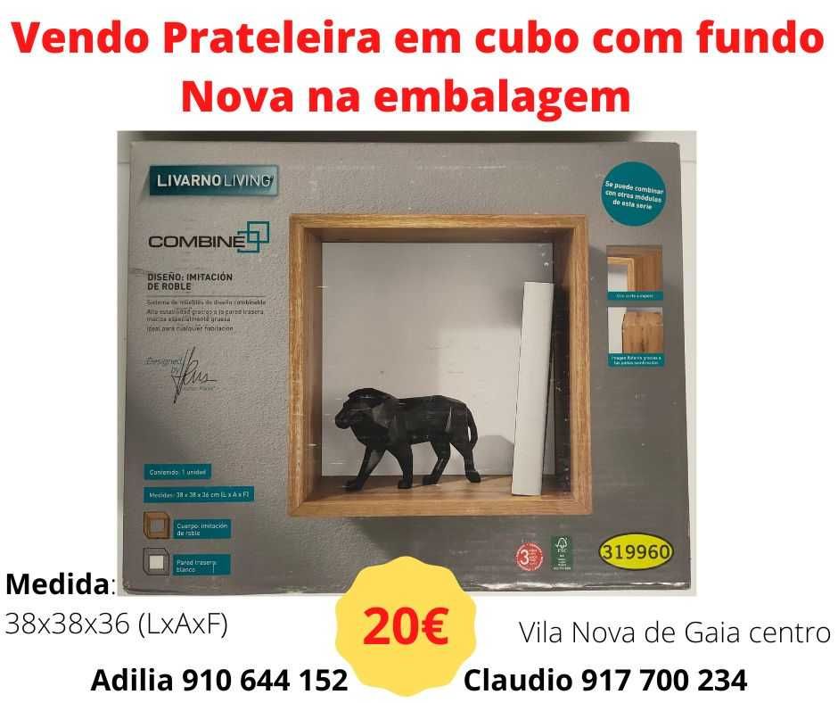 Vendo Estante Cubo em madeira com fundo - Nova na embalagem