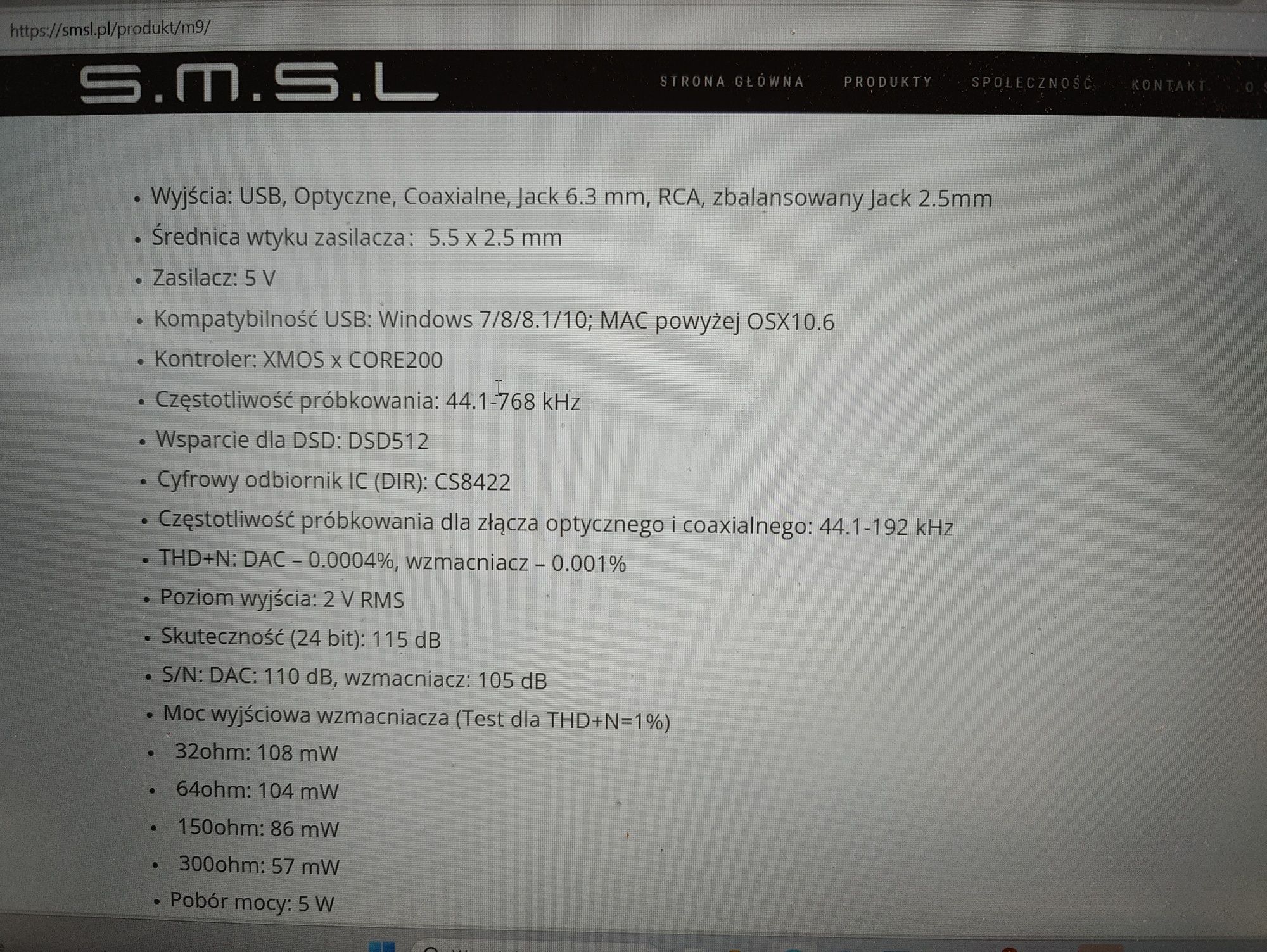 USB Dac wzm. słuchawkowy S.M.S.L M 9 Jak nowy ! Zamiana