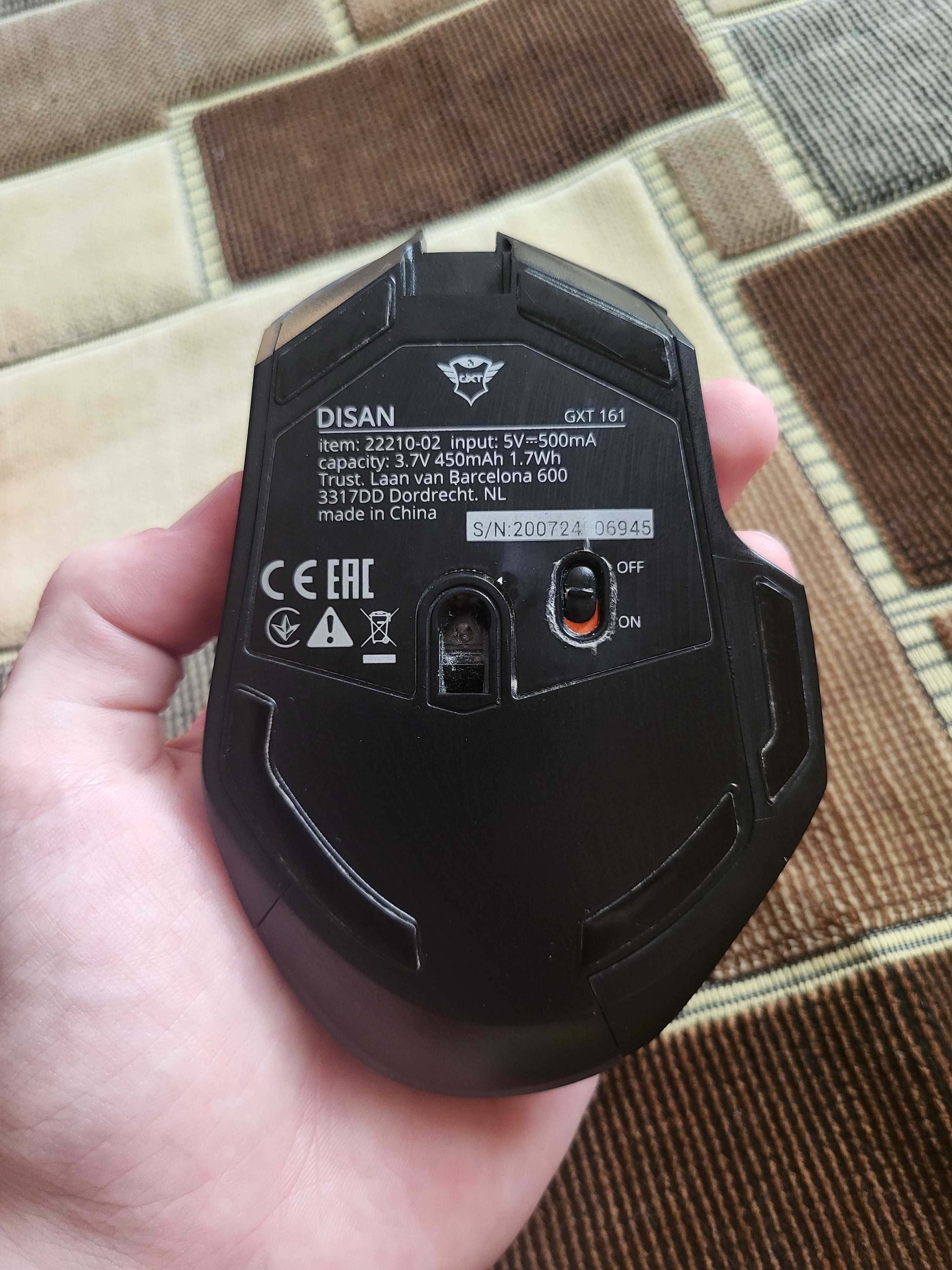 Мишка бездротова ігрова Trust GXT 161 Disan Wireless Gaming + коврик